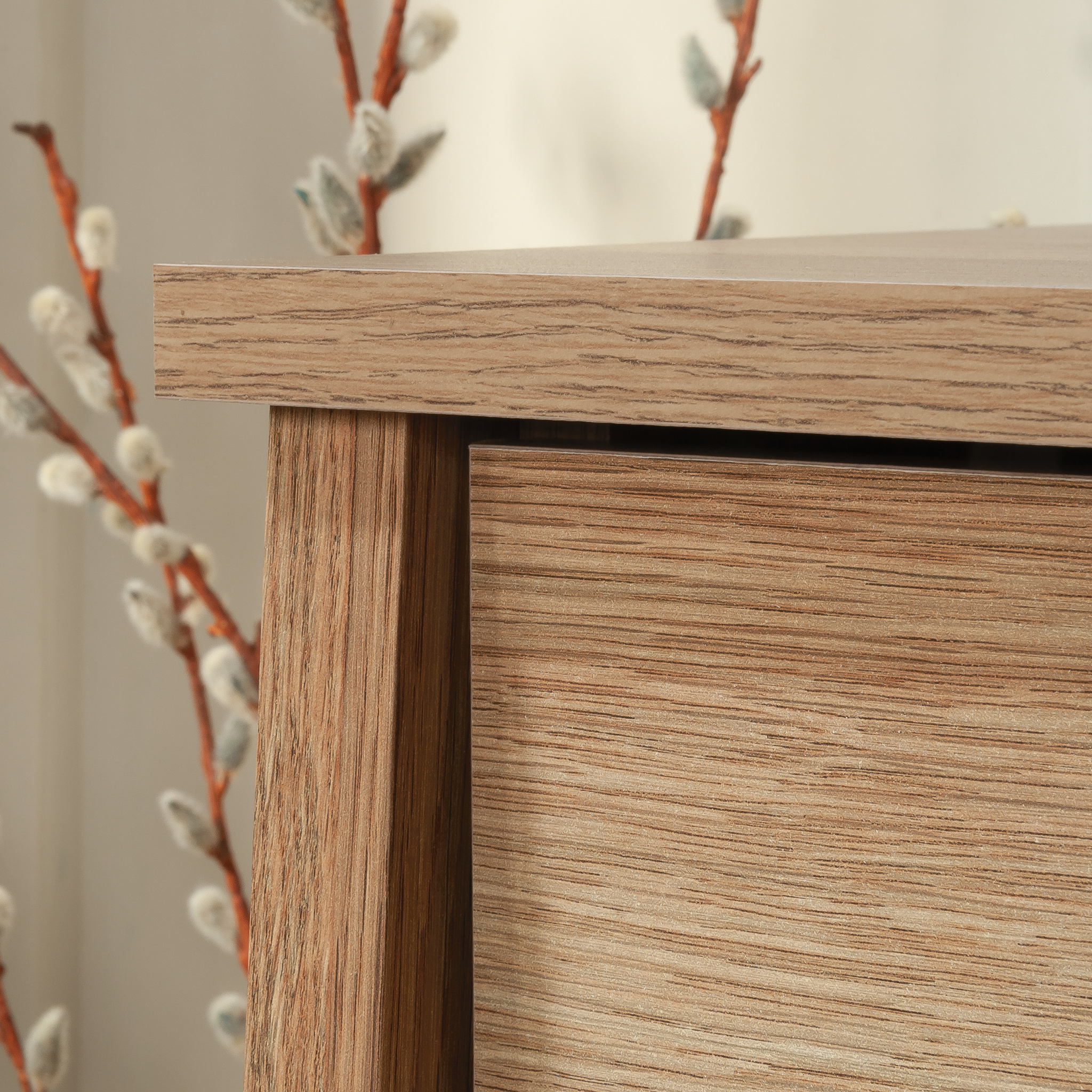 Sauder Trestle 4-Drawer Bedroom Dresser in Timber Oak, Timber Oak Finish