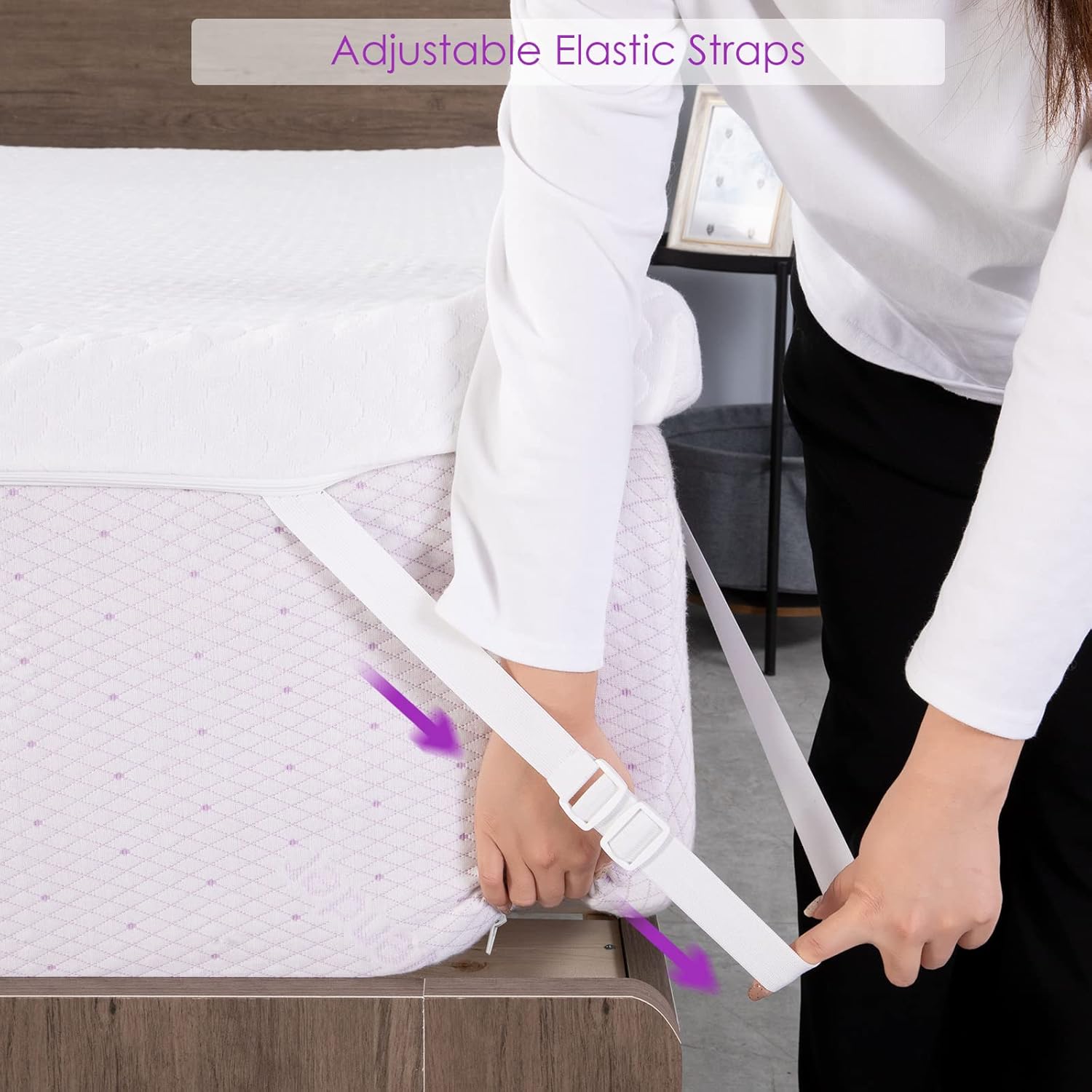 Ganggend Mattress Topper California King (Cal King), 3-Inch Lavender Memory Foam Mattress Topper with Removable Cover, Soft Bed Topper