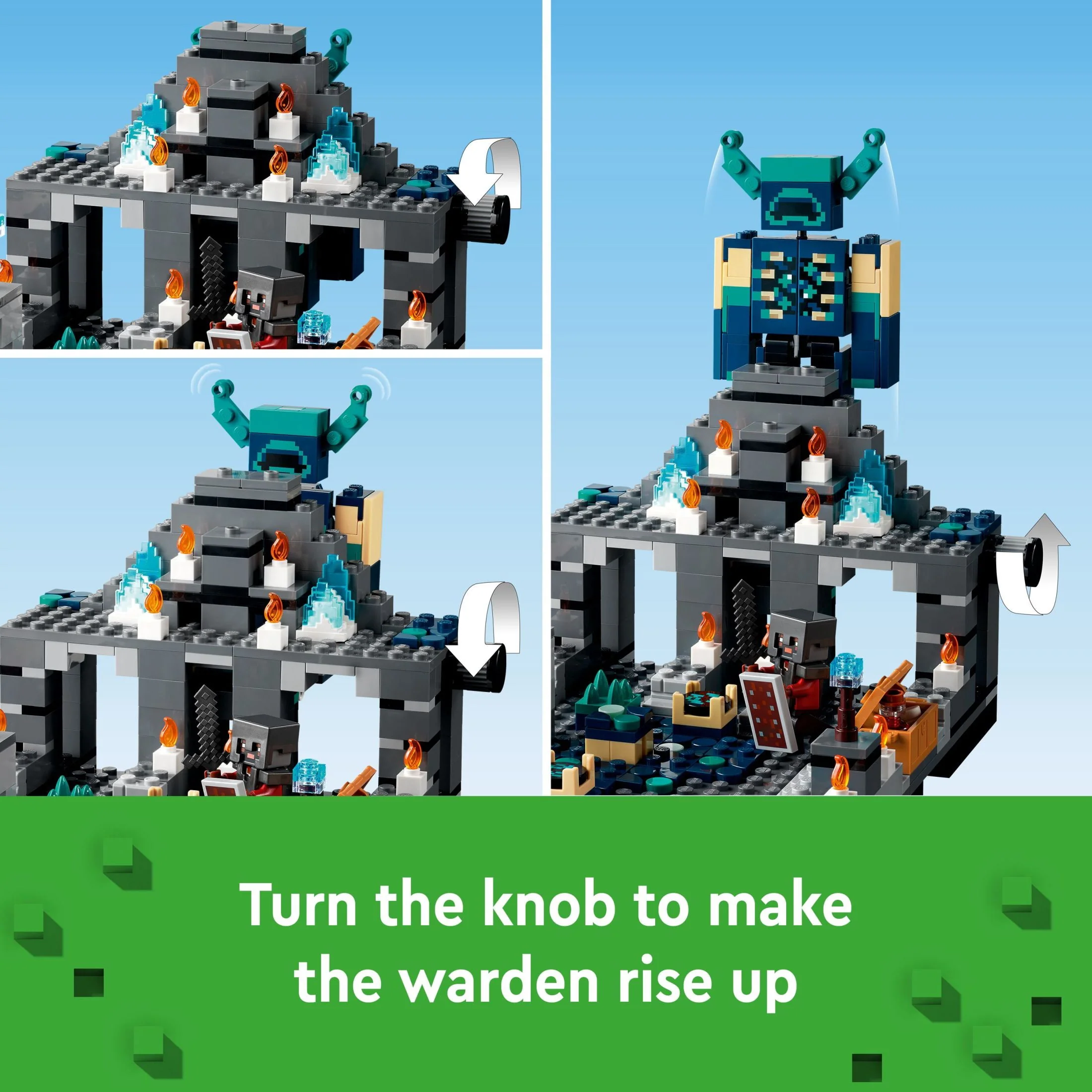 LEGO Minecraft The Deep Dark Battle Set, 21246 Biome Adventure Toy, Ancient City with Warden Figure, Exploding Tower & Treasure Chest