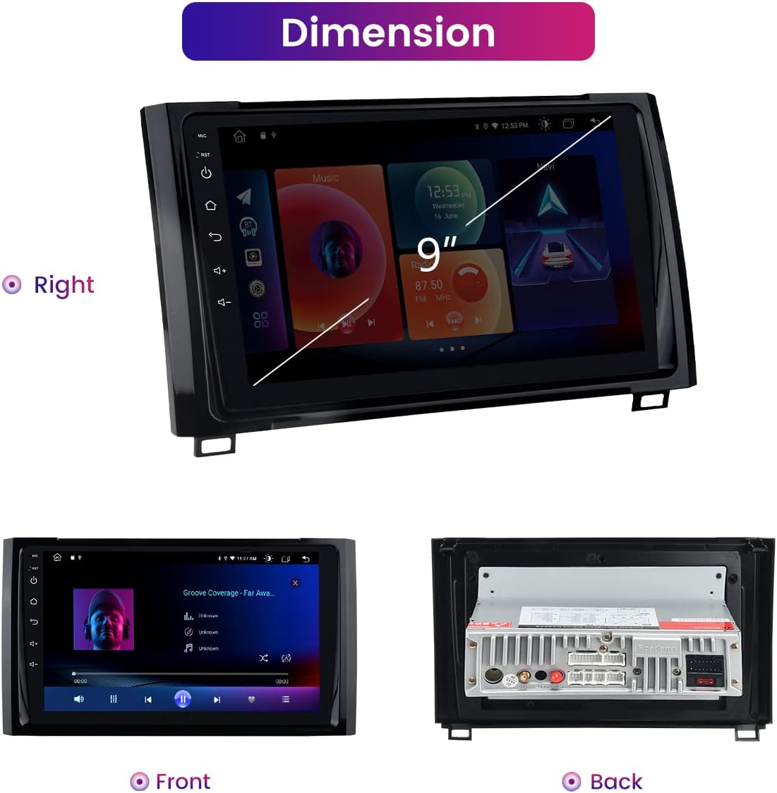 Roadanvi for Toyota Tundra 2014 2015 2016 2017 2018 Car Stereo Bluetooth Radio for Car Navigation Carplay Android Auto 1280x720 IPS Touch Screen