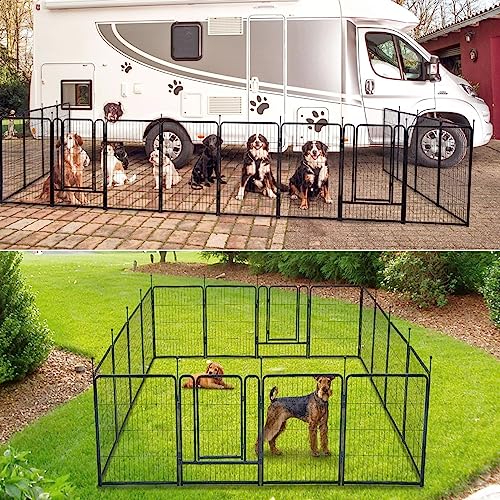 mestyl Dog Playpen, 40" Height 16 Panels Outdoor Pet Play Pen, Big Dog Exercise Play Pen for Large/Medium/Small Dogs, Foldable Puppy Pen for Indoor