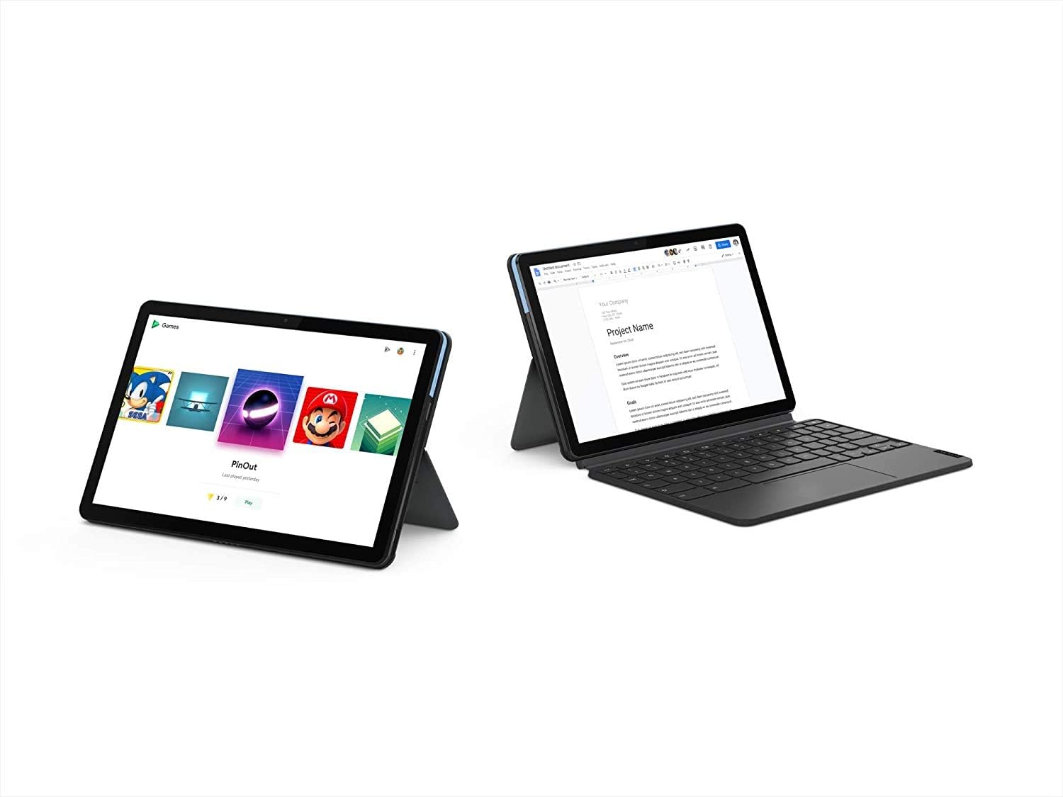 Lenovo Chromebook Duet, 2-in-1, 10.1" WUXGA (1920 x 1200) Display, MediaTek Helio P60T, 4GB LPDDR4X RAM, 128GB eMCP SSD