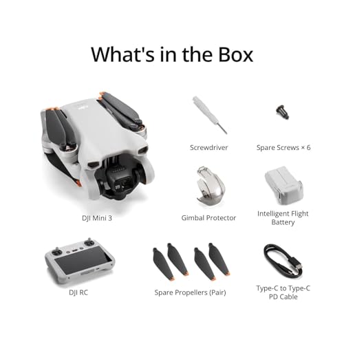 DJI Mini 3 (DJI RC), Lightweight 3x Mechanical Gimbal Drones with Camera for Adults 4K, 38-min Flight Time, up to 32800ft (10km) Video Transmission