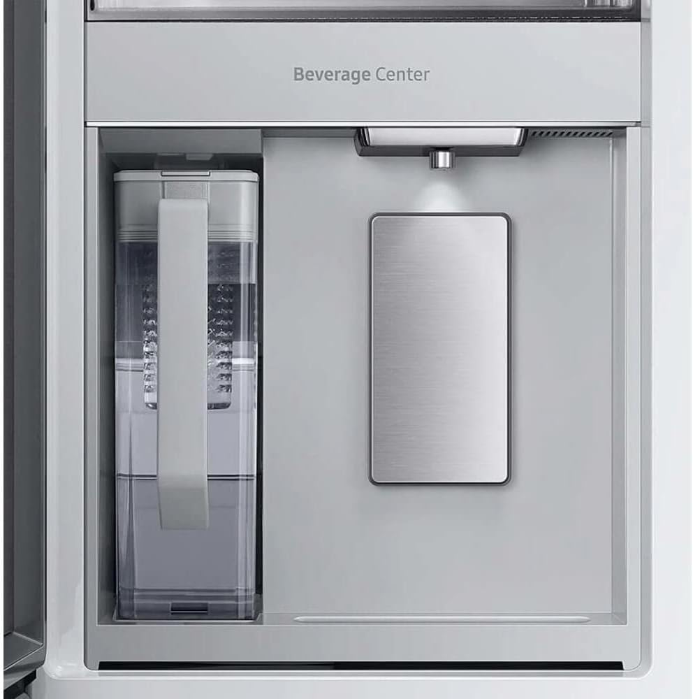 SAMSUNG RF29BB860012 29 Cu. Ft. White Glass Bespoke 4-Door French Door Refrigerator - Smart Home Appliances