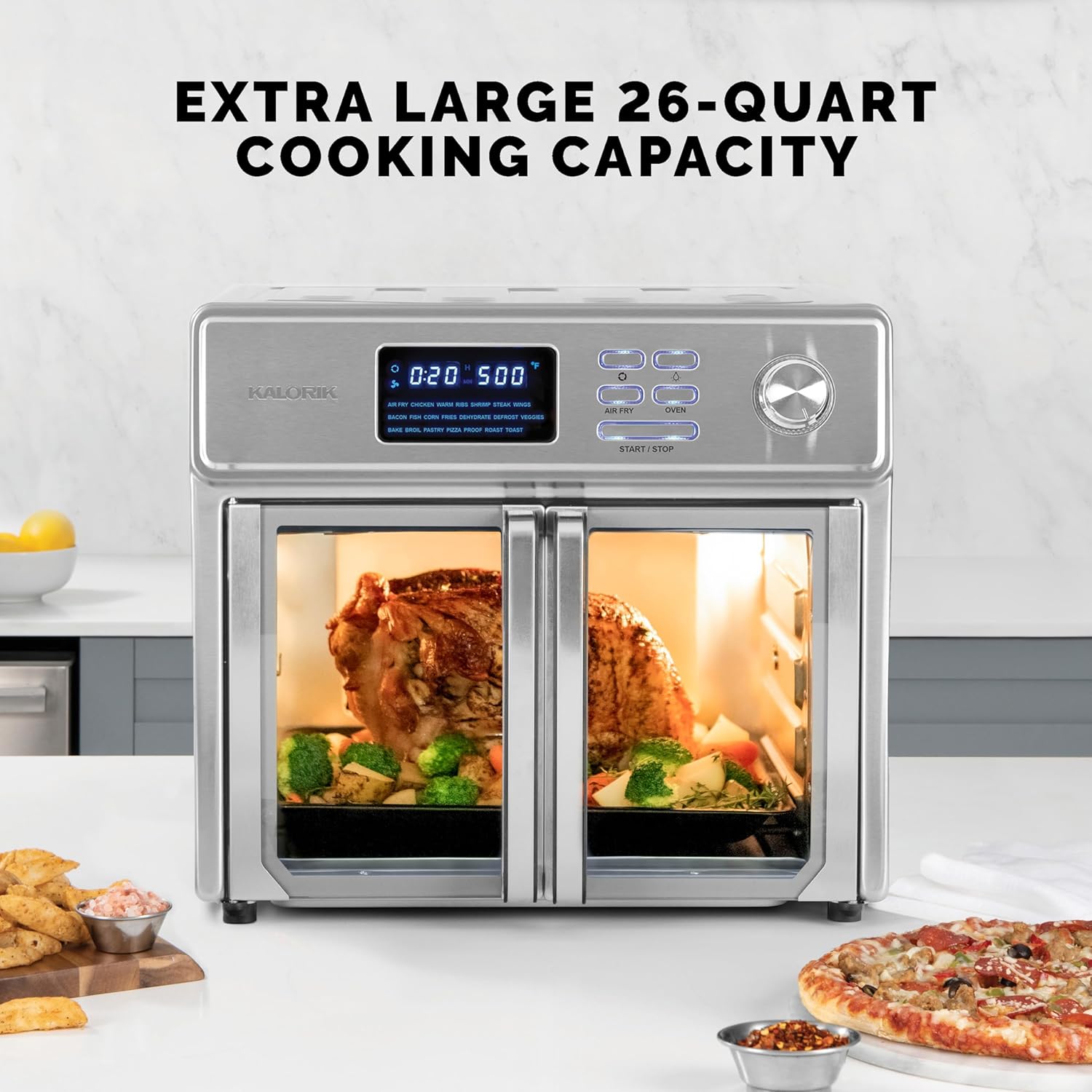 Kalorik MAXX® Digital Air Fryer Oven, 26 Quart, 10-in-1 Countertop Toaster Oven & Air Fryer Combo-21 Presets up to 500 degrees