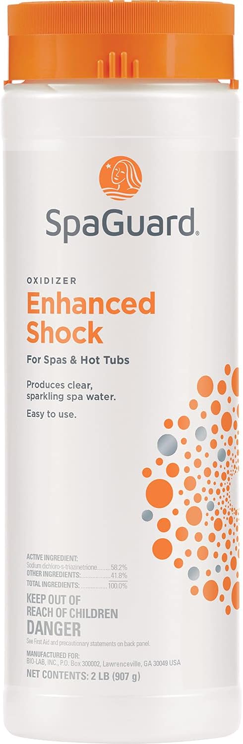 Standard Hot Tub Chemical Bundle with SpaGuard Chlorine, Enhanced Shock, Stain and Scale Control, Test Strips, Scum Absorber