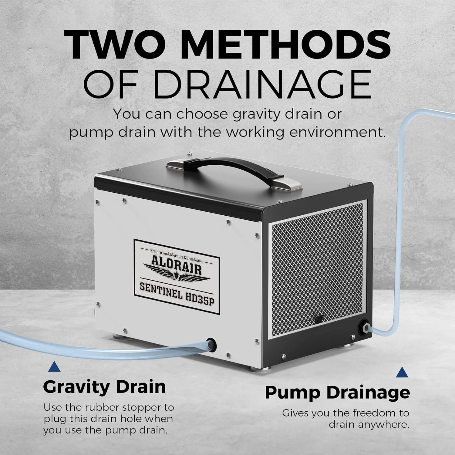 ALORAIR Crawl Space/Basement Dehumidifier 70 Pint Dehumidifier with Pump, Automatic Defrost, Up to 1000 Sq Ft Commercial Dehumidifier, Memory Start