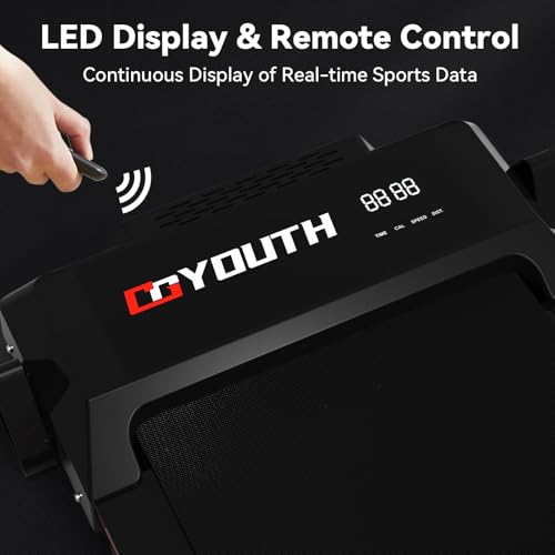 GOYOUTH 2 in 1 Under Desk Electric Treadmill Motorized Exercise Machine with Wireless Speaker, Remote Control and LED Display