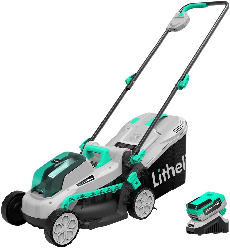 Litheli Lawn Mower Battery Powered 17 Inch, 2*20V (40V) Lawnmower with Brushless Motor, Push Mower for Lawn Care