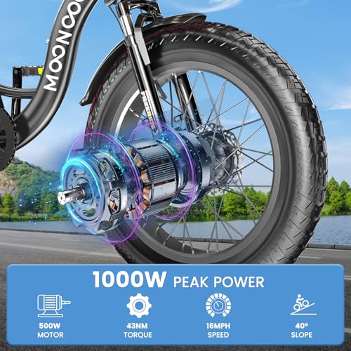 MOONCOOL Electric Tricycle Trike for Adults 350W 36V Removable Battery 24/26 Inches 7 Speeds 3 Wheels Electric Bikes Bicycle for Adults