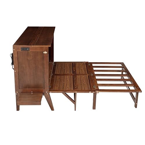 Queen Murphy Bed with Desk and Removable Shelves on Each Side, Murphy Bed Chest Murphy Bed Frame w/USB Port for Home Office, Studio or Guest Room