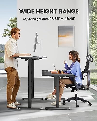 ErGear Height Adjustable Electric Standing Desk, 48 x 24 Inches Sit Stand up Desk, Memory Computer Home Office Desk with Two-Piece Desktop (Walnut)