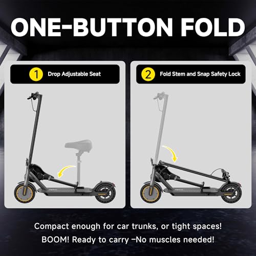 Electric Scooter, Folding E Scooter for Adults with Seat, 350W Motor, 8.5" Tire, 19MPH