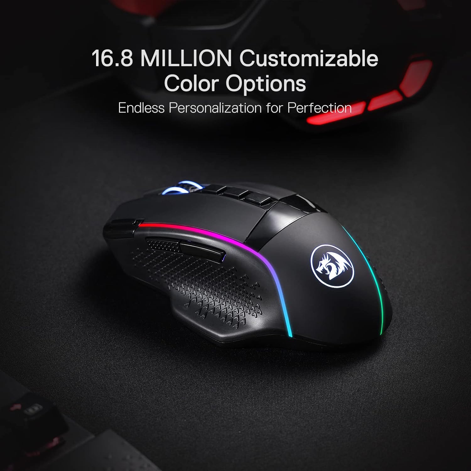 Redragon M991 Wireless Gaming Mouse, 19000 DPI Wired/Wireless Gamer Mouse w/ Rapid Fire Key, 9 Macro Buttons