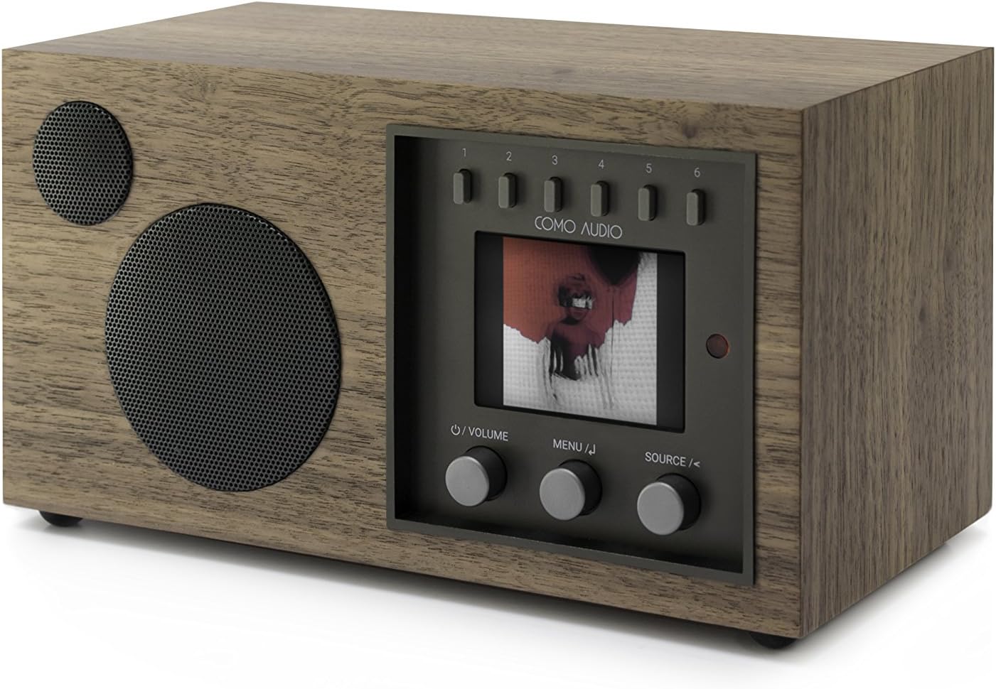 Como Audio Solo Wireless Speaker - Hand-Crafted Veneer Cabinets- One Touch Streaming, Internet Radio, Bluetooth, Wi-Fi - Walnut/Black