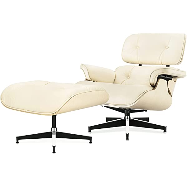 Mid Century Lounge Chair and Ottoman, Modern Chair Classic Design, Top Grain Leather Palisander Wood, Heavy Duty Base Support for Living Room, Study