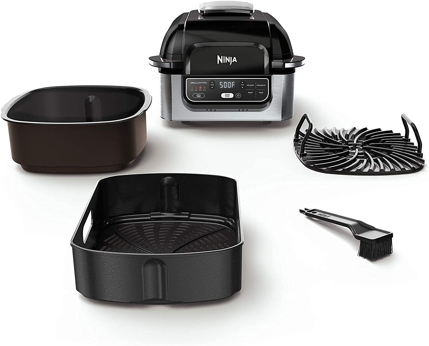 Ninja AG300 4-in-1 Indoor Grill with 4-Quart Air Fryer with Roast, Bake, and Cyclonic Grilling Technology