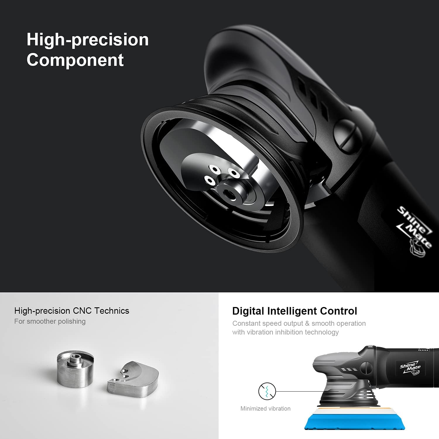 ShineMate Dual Action Polisher for Car Detailing 5 Inch, Corded Wax Random Orbital Polisher with 4 Polishing Pads, Variable Speed Polisher Buffer