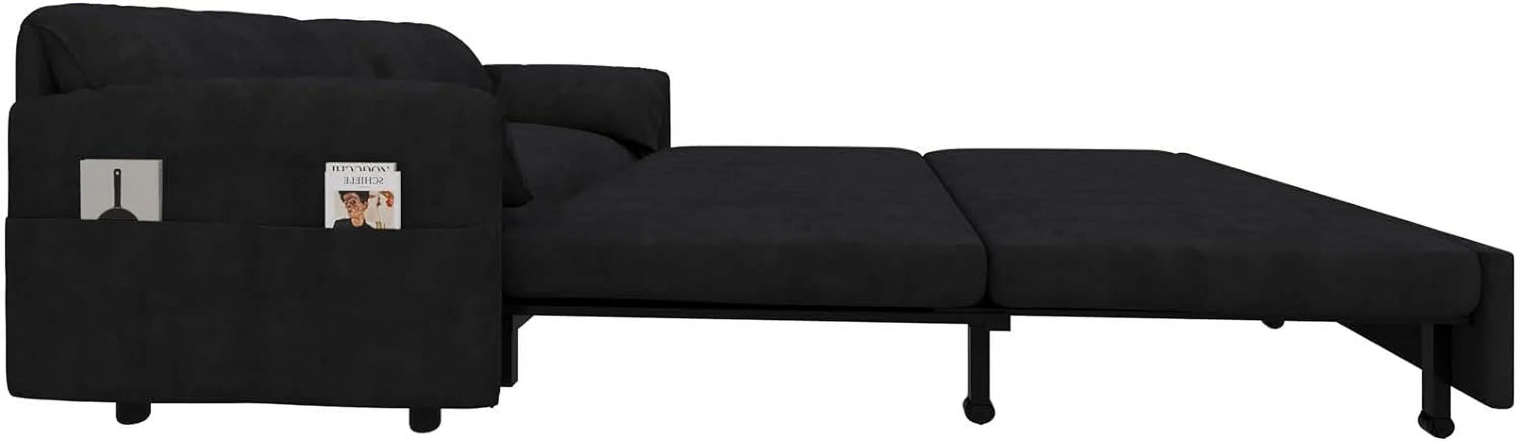 Tabaray 63.8" Futon Sofa Bed Queen Size, Pull Out Bed, 3-in-1 Convertible Sleeper Sofa with Side Pocket, Modern Velvet Futon Couch for Living Room