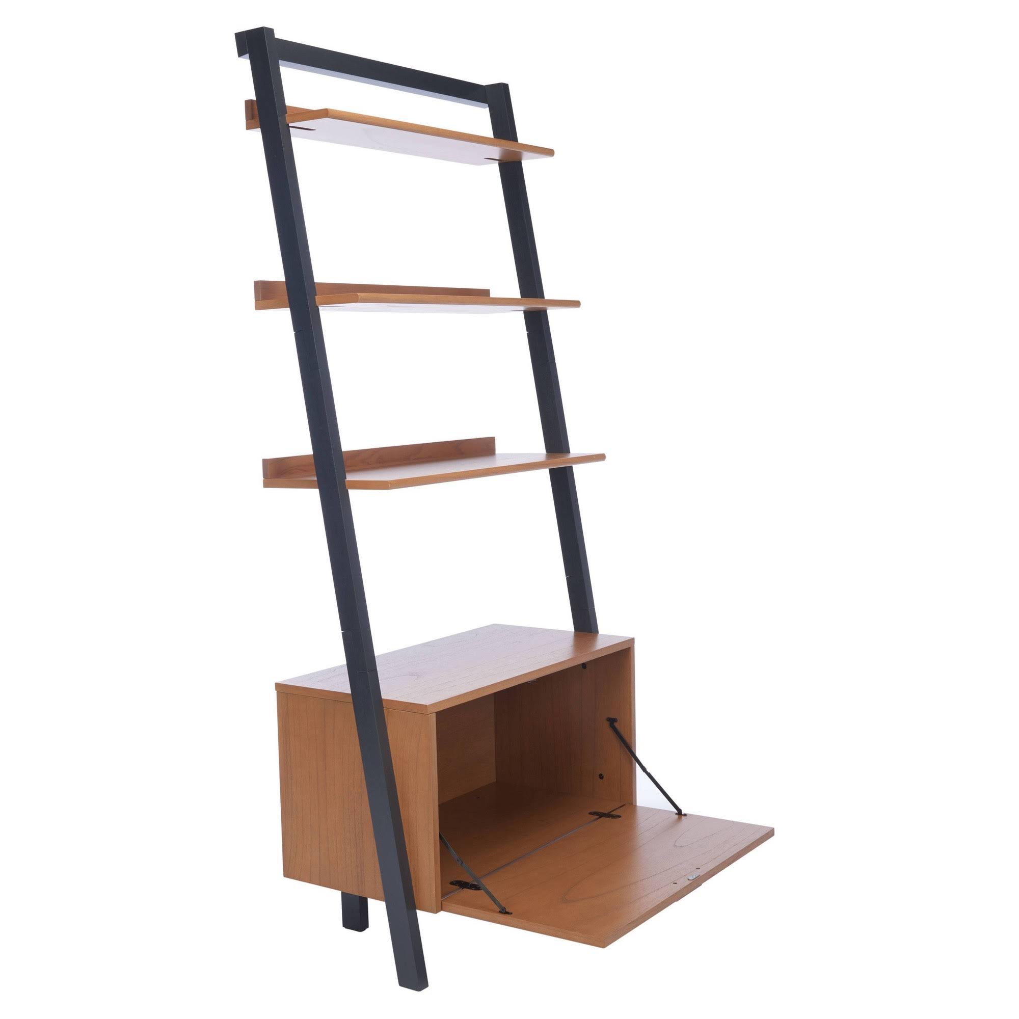 Safavieh Vlad 3 Shelf 1 Door Etagere-Natural / Charcoal