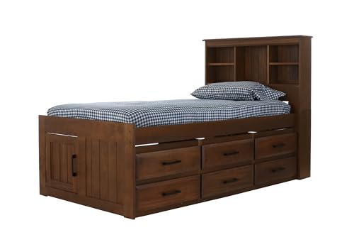 Discovery World Furniture White Full Bookcase Bed with 6 Drawers