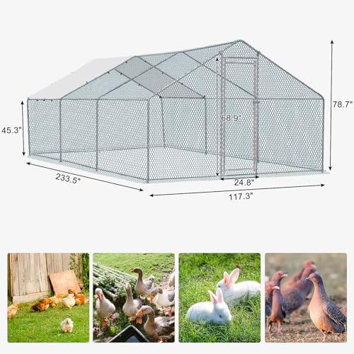 Outvita Chicken Coop, 13×10 FT Large Metal Chicken House, Poultry Habitat Cage with Waterproof Cover