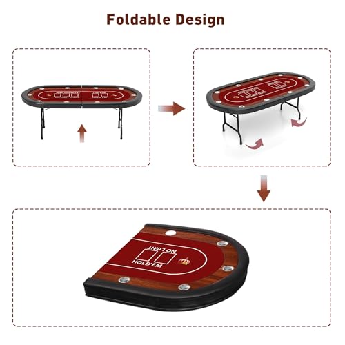 COLOR TREE Foldable Blackjack Poker Table, 84" Premium Texas Hold'em with Cup Holders, Padded Rails, Stylish Blue Design