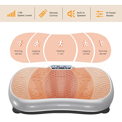 Vibration Plate Exercise Machine for Weight Loss – 100-Speed Platform with Bluetooth Speaker, Remote & Bands