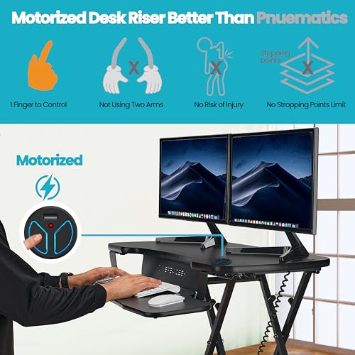 VERSADESK PowerPro™ 36 Inch Electric Standing Desk Converter, Height Adjustable Sit to Stand Up Desk Riser