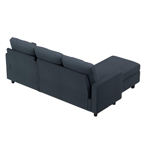 HONBAY Convertible Sectional Sofa, L Shaped Couch with Reversible Chaise for Small Space, Black
