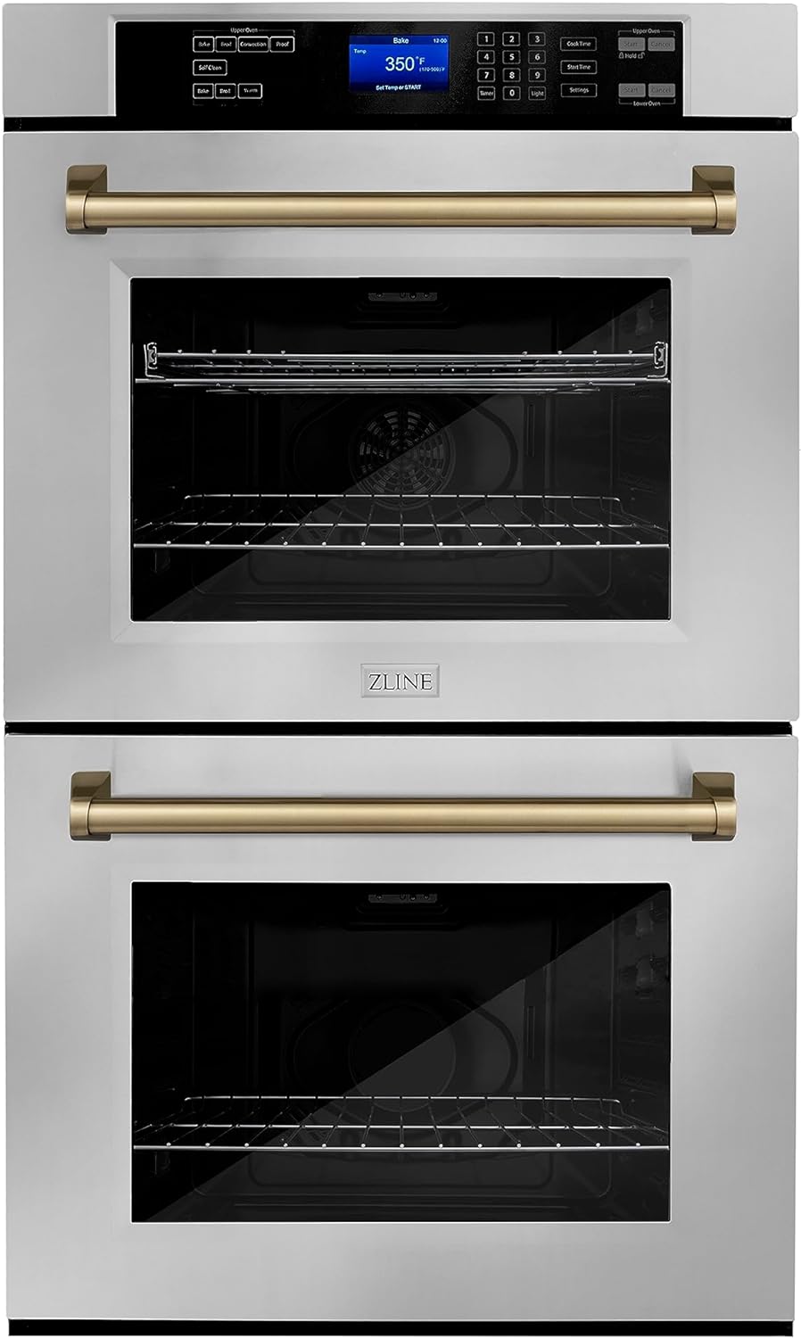 ZLINE 30" Autograph Edition Double Wall Oven with Self Clean and True Convection in Stainless Steel and Champagne Bronze (AWDZ-30-CB)