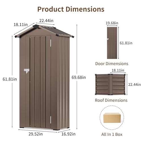 NicBex 6×5 Resin Outdoor Storage Shed with Floor & Window– All-Weather Lockable Small Tool Shed