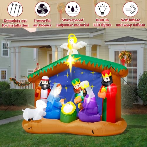 16FT Christmas Inflatable Snowman Outdoor Decorations, Giant Christmas Snowman, Holiday Blow Up Yard Decor with LED Lights