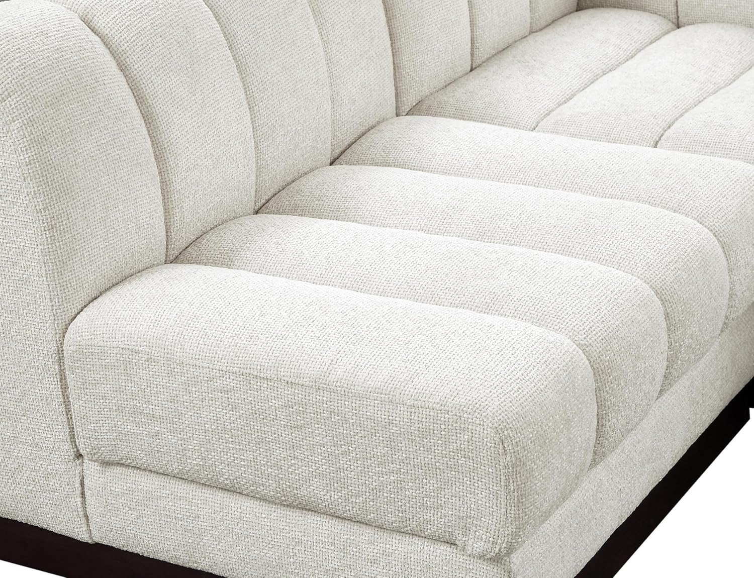 Meridian Furniture Quinn Collection Modern | Contemporary Modular Sectional with Soft Chenille Cross Hatched Fabric, Solid Wood Espresso Base