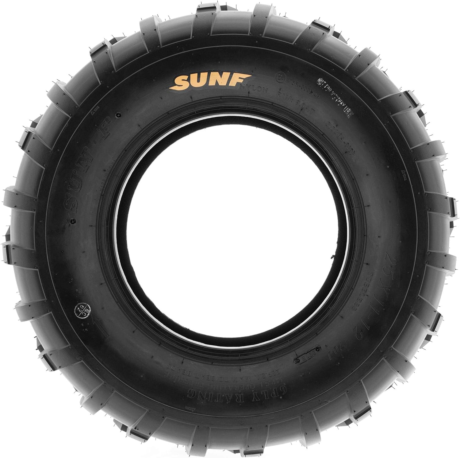 Set of 4 SunF A010 25x11-12 Front & 25x11-12 Rear ATV UTV Lawn Mowers Tires, 6 PR, Tubeless