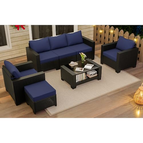 KIGOTY Patio Furniture Set 7 Pieces Conversation Sets, Outdoor Sectional Sofa