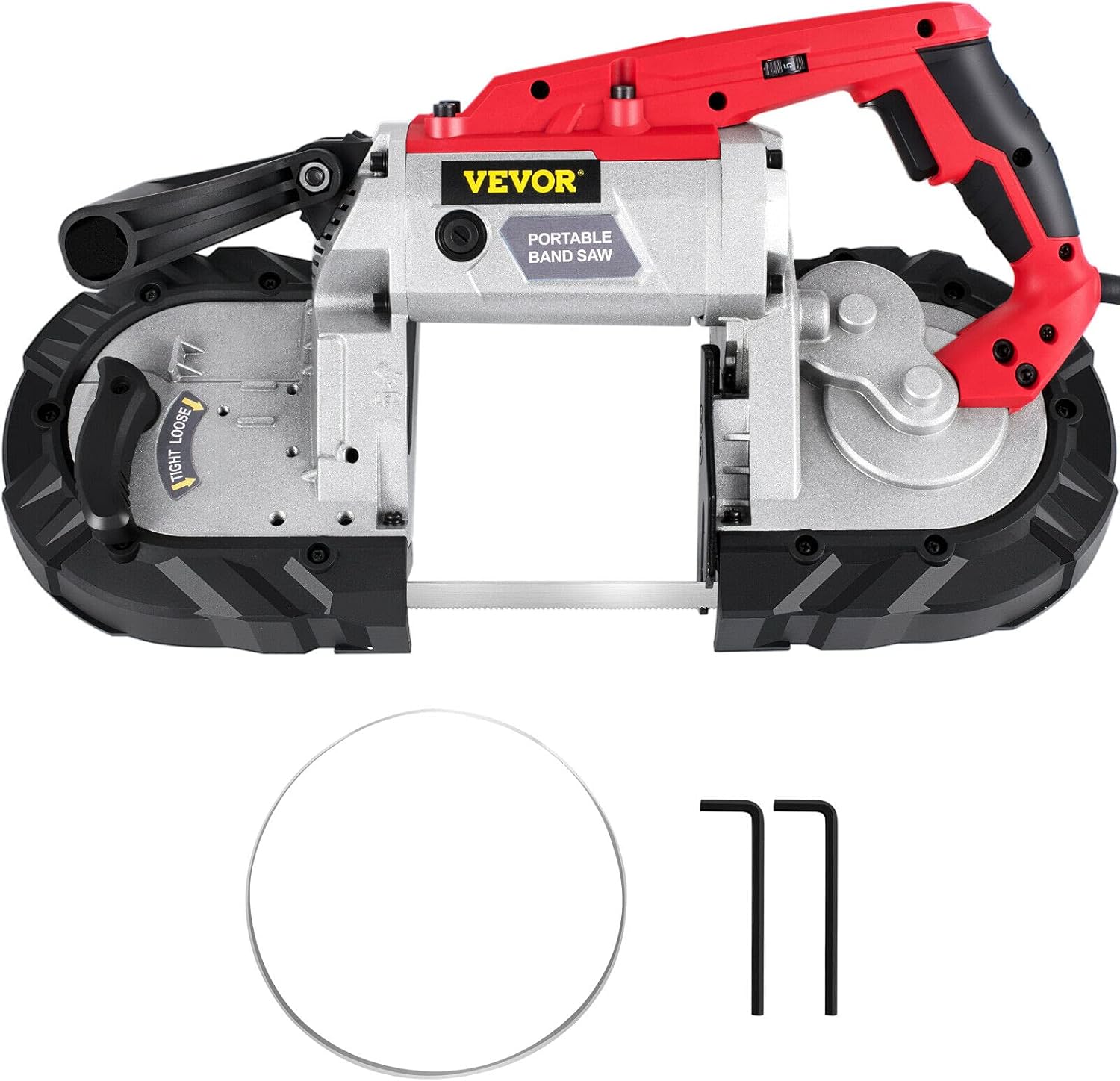VEVOR Portable Band Saw, 5Inch Cutting Capacity Cordless BandSaw, Variable Speed Hand held Band Saw,10Amp Motor Portable Bandsaw