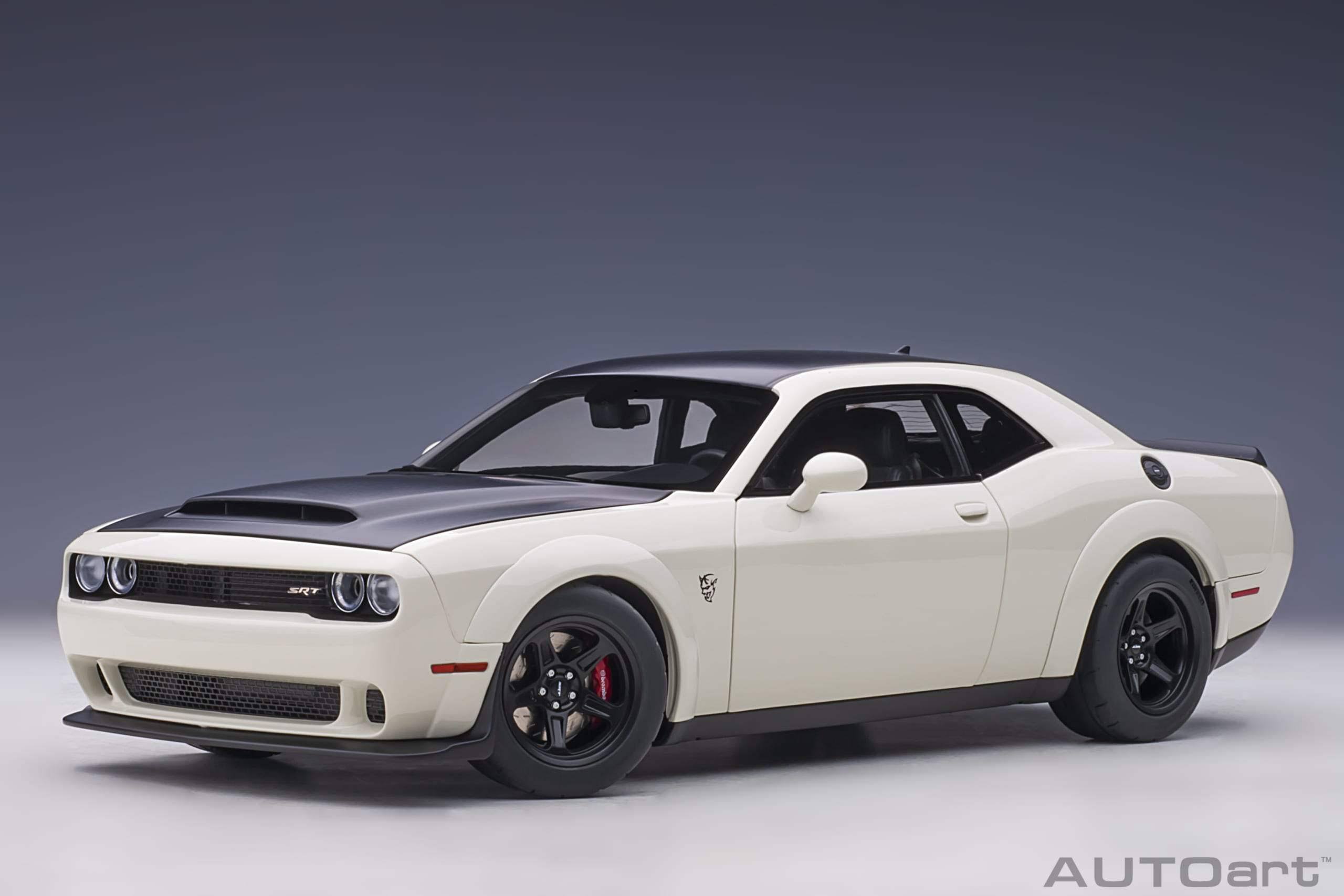 Dodge Challenger SRT Demon Knuckle White and Satin Black 1/18 Model Car by AUTOart