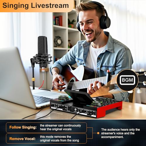 Podcast Microphone Bundle with Live Sound Card Audio Mixer