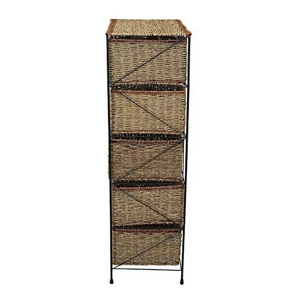 5-Drawer Storage Rattan Unit