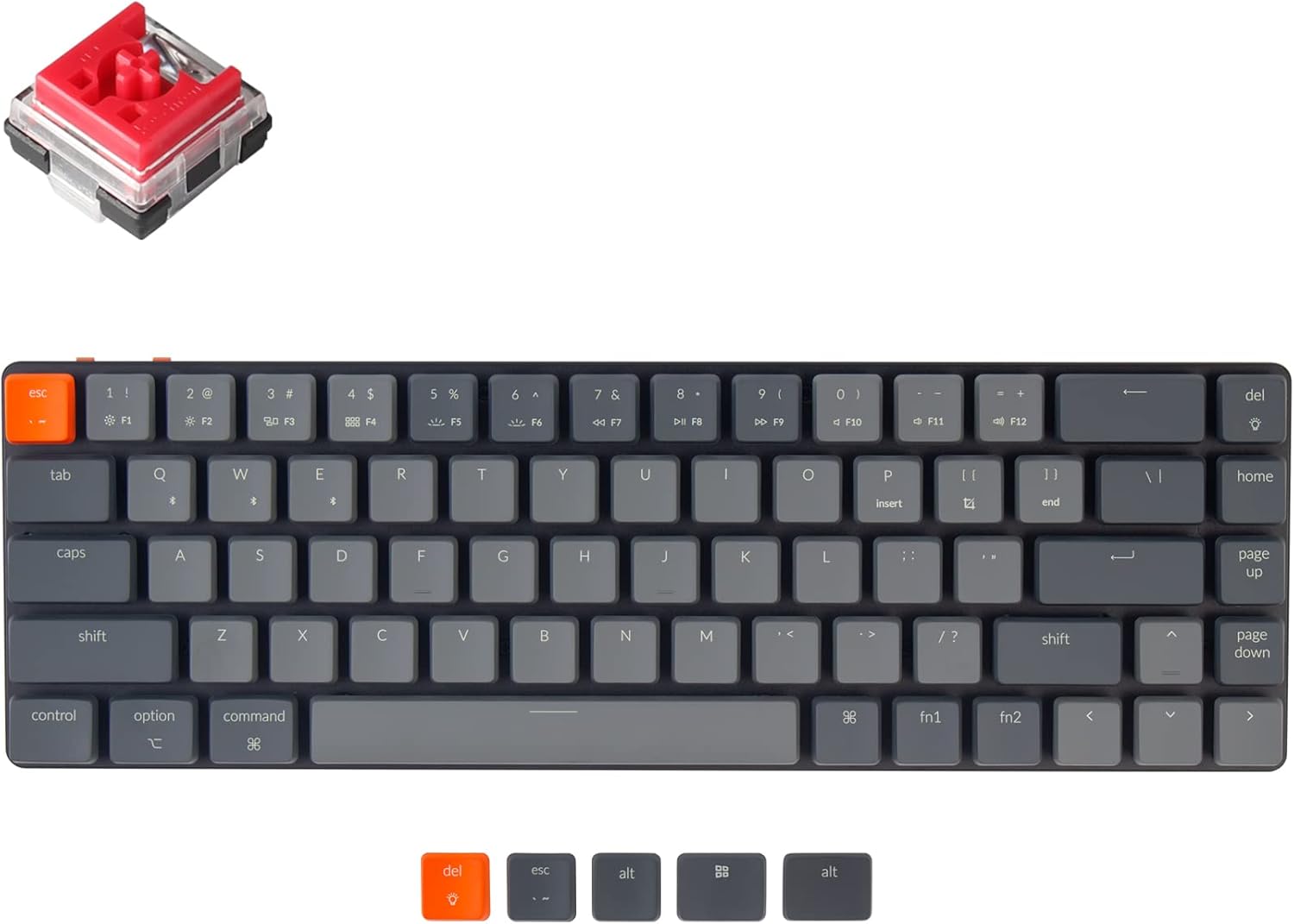 Keychron K7 65% Layout Hot-swappable Ultra-Slim Wireless Bluetooth/Wired USB Mechanical Keyboard with Low-Profile Keychron Optical Banana