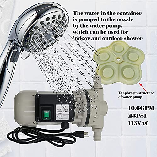 TDRSUPER Industrial Water Pressure Pump 115VAC,9.2 GPM,23 PSI,Self-priming Diaphragm Electric Water Pumps Power Plug Electric Pump(540C-White)