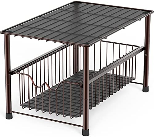 Deco Brothers Stackable Under Sink Organizer with Sliding Basket, Chrome