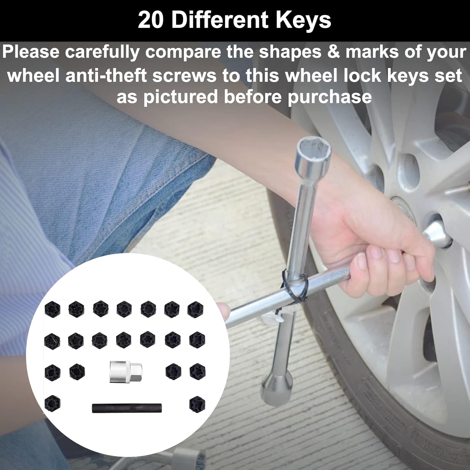 CATUDIY 22pcs Screws Removal and Install Socket Sleeve Set, Anti-Theft Wheel Lock Lug Nuts Remover Kit