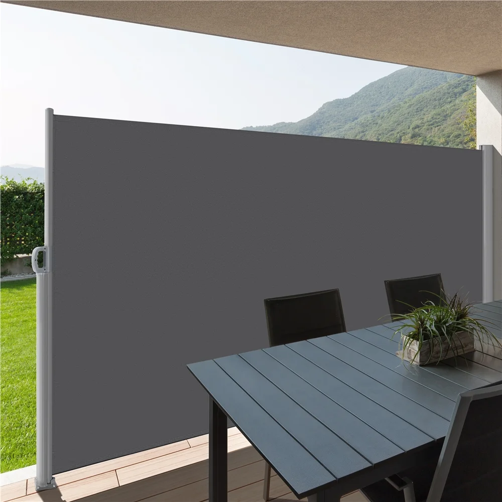 Yaheetech 118 x 71'' Retractable Patio Side Awning, Sun Shade and Wind Screen, Dark Gray
