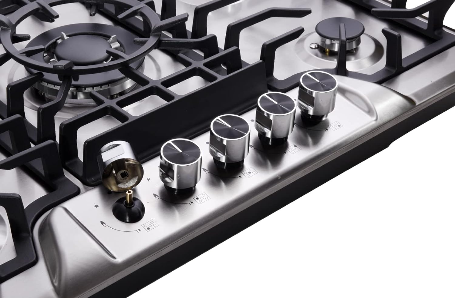 30 Inch Gas Cooktop, Stainless Steel Built-in 5 Burners Gas Stovetop LPG/NG Convertible Gas Stove Top Dual Fuel Gas Hob DM5722
