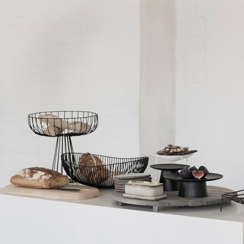 Home Decor Fruit Bowl | Metal sculptures interior accessories by Antonino Sciortino | Round White Iron Kitchen Basket | Modern House Decor or Kitchen