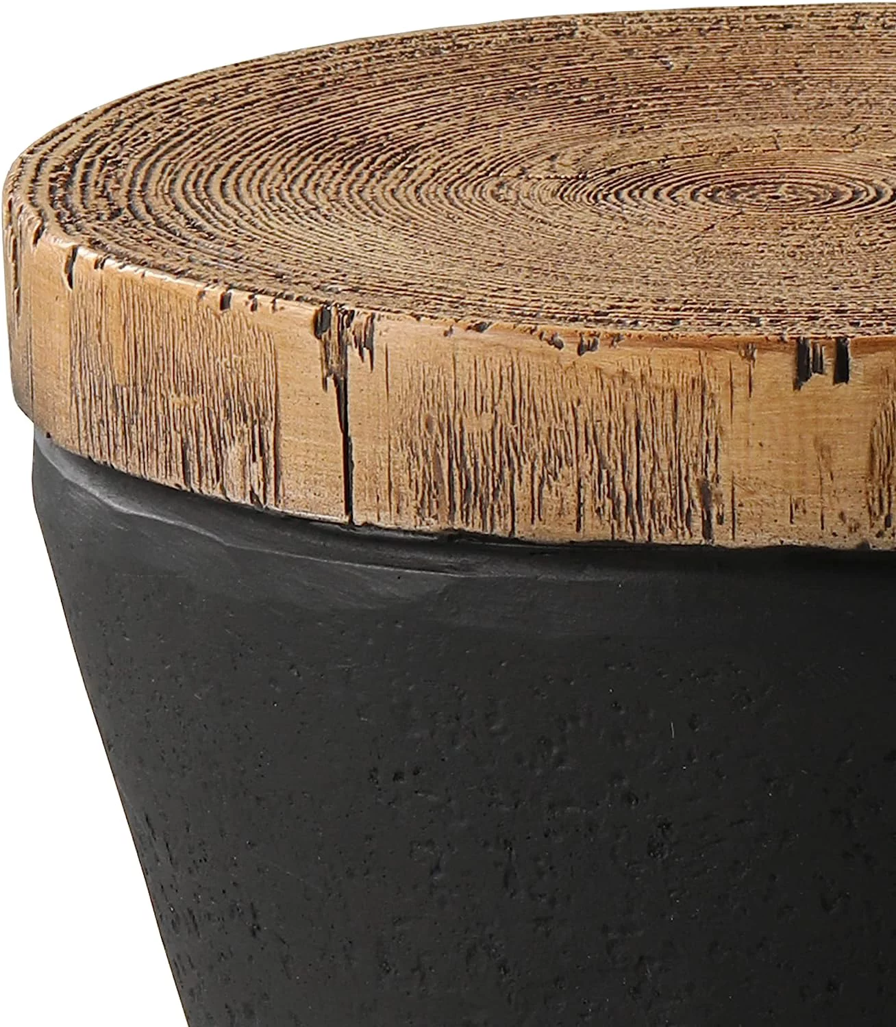 Outdoor Accent Table, 11" Hourglass Shaped Outdoor Side Table for Patio, Concrete Garden Stool End Table