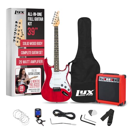 LyxPro Electric Guitar 39" inch Complete Beginner Starter kit Full Size with 20w Amp, Package Includes All Accessories, Digital Tuner, Strings, Picks