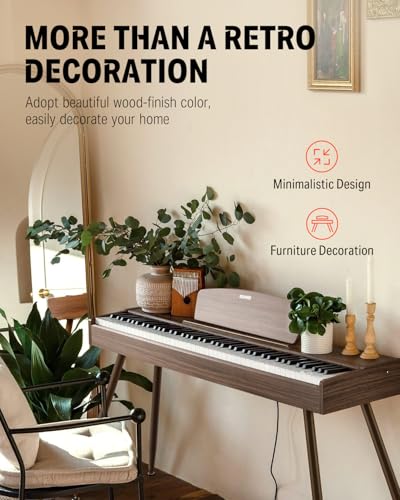Donner DDP-80 PLUS Digital Piano 88 Key Weighted Keyboard, Home Electric Piano, Supports USB-MIDI & Headphones Connection, Semi-open Cover Designed